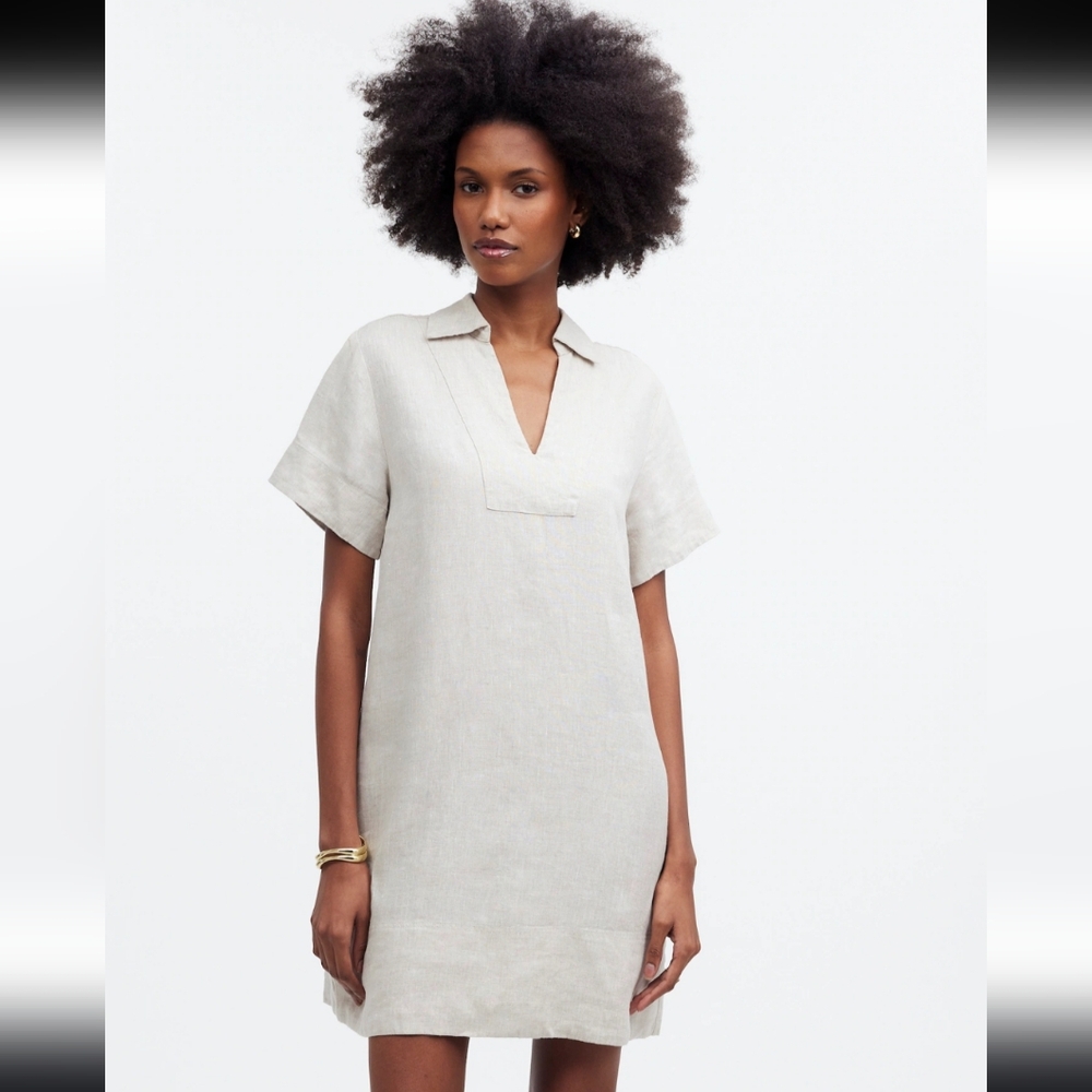 Madewell Palma Mini V-Neck Summer Dress in 100% Linen NWT - Sizes L & XS